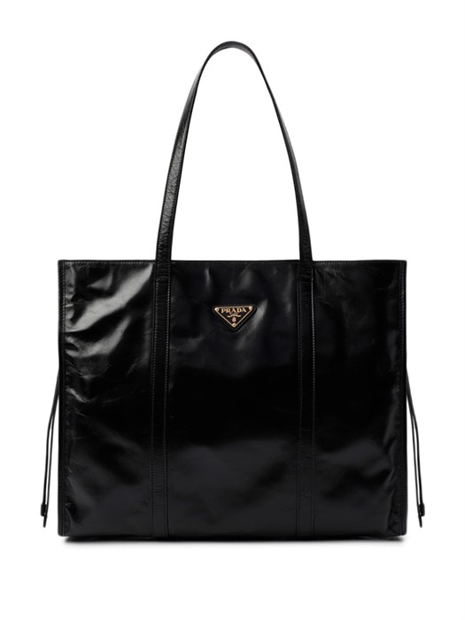 PRADA сумка шоппер гладкая черная кожа СК-00345