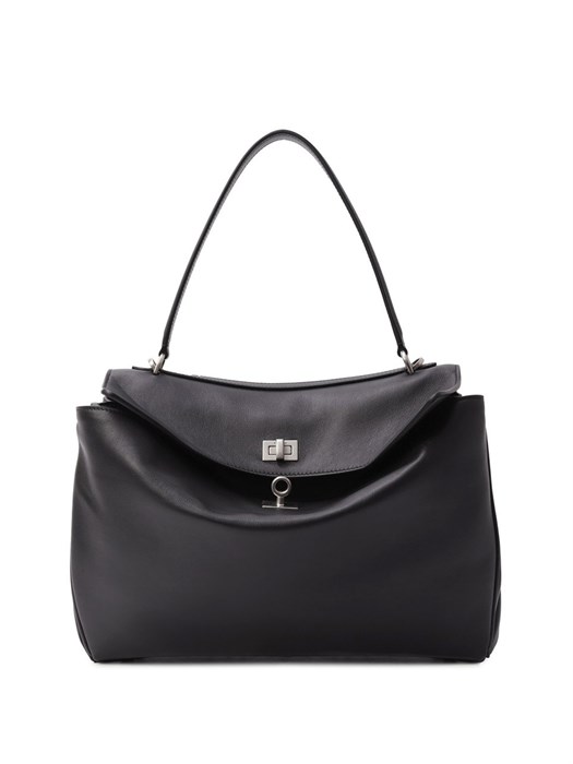BALENCIAGA сумка Rodeo кожа гладкая черная серебро СК-01036