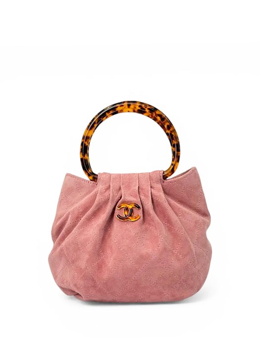 CHANEL Сумка замша роговые ручки розовая СК-01364