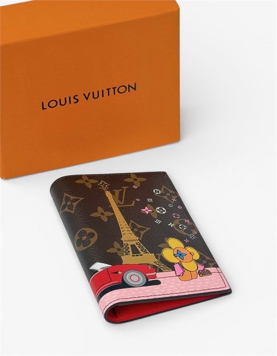 LV обложка на паспорт коричневая монограмма с принтом ОП-01018