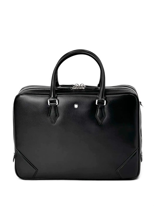 MONTBLANC портфель 2 отделения на молнии гладкая кожа черный ПР-01495