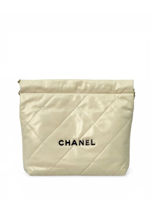 CHANEL сумка 22 small в клетку гладкая кожа молочная СК-01366