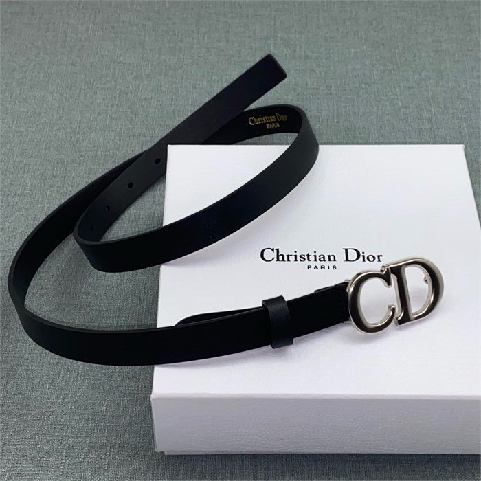 DIOR ремень черный узкий с серебряной пряжкой CD РМ-9746