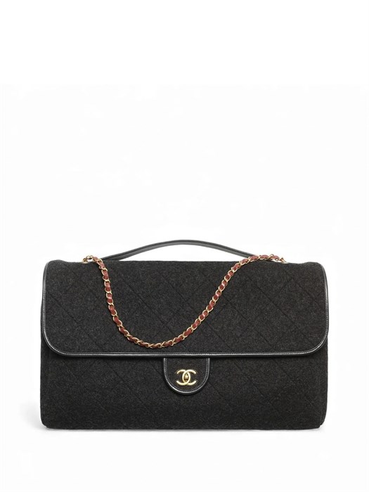 CHANEL сумка войлок черная золото СК-00728