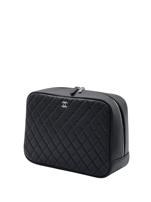 CHANEL косметичка 25 см икра черная серебро НС-8697