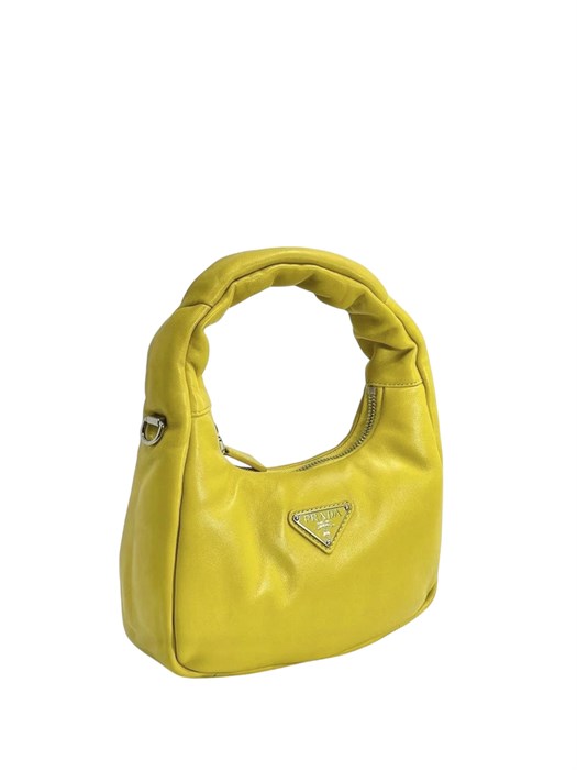PRADA сумка желтая кожа на замке серебро СК-00359