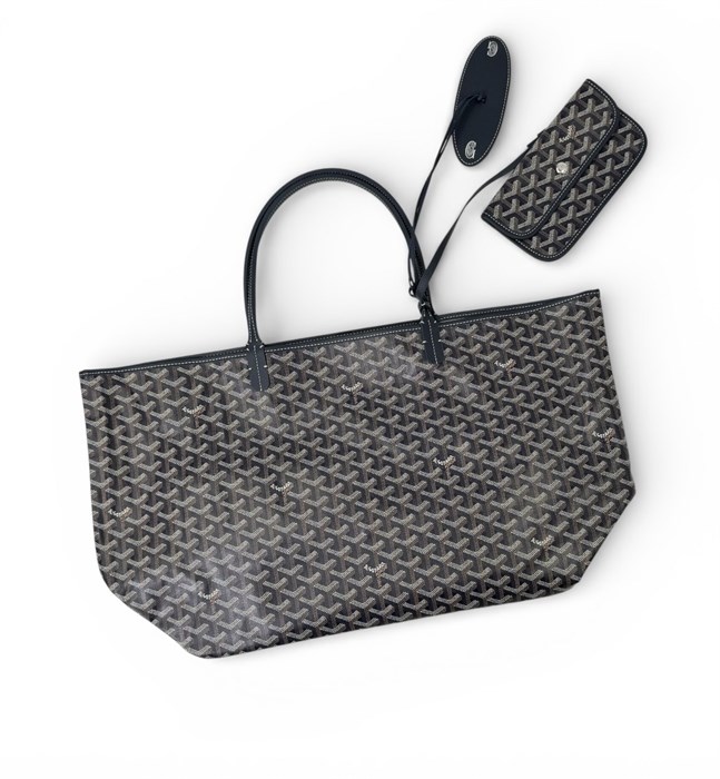 GOYARD Сумка-тоут Saint Louis PM из канвы синяя 40см СК-01095