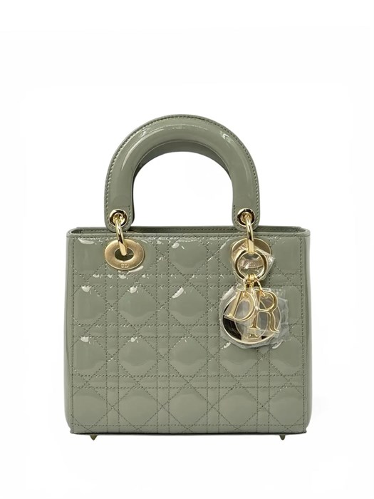 DIOR LADY сумка 20 см лаковая кожа серая золото СК-01349