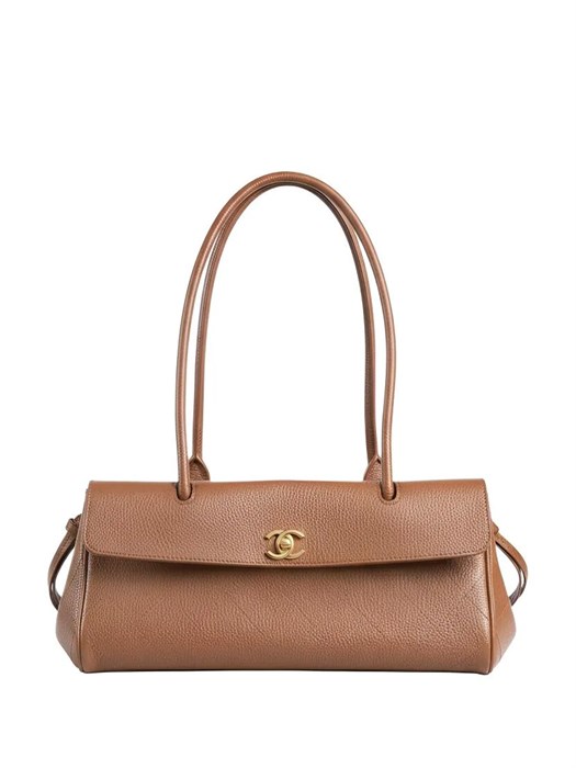 CHANEL сумка Shopping кожа того маленькая коричневая золото СК-01576