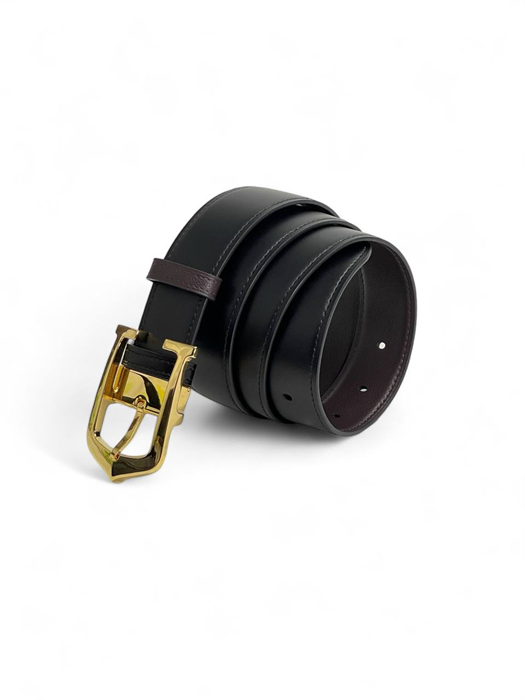 Cartier ремень черная гладкая кожа фирменная золотая пряжка Cartier РМ-1352