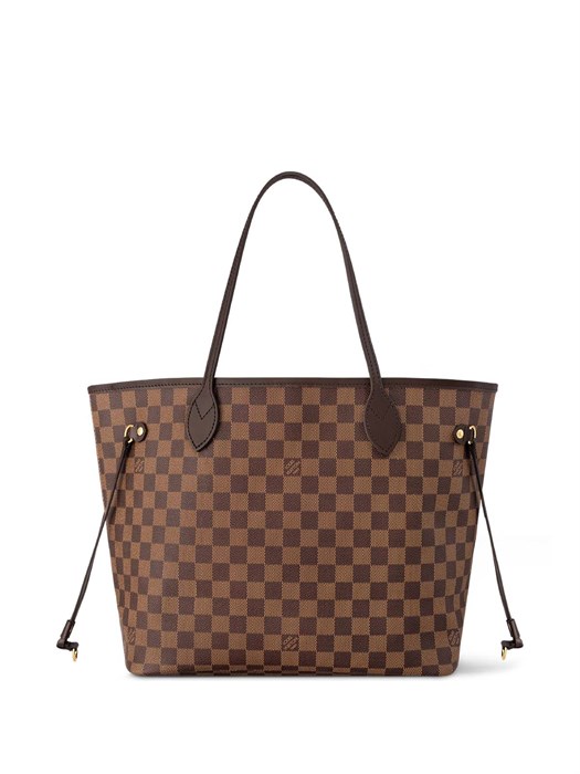 LV сумка тоут Neverfull коричневая шашка красная ткань маленькая СК-01319