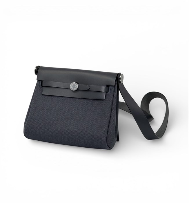 HERMES Herbag Mini 20 см текстиль синяя серебро СК-01072