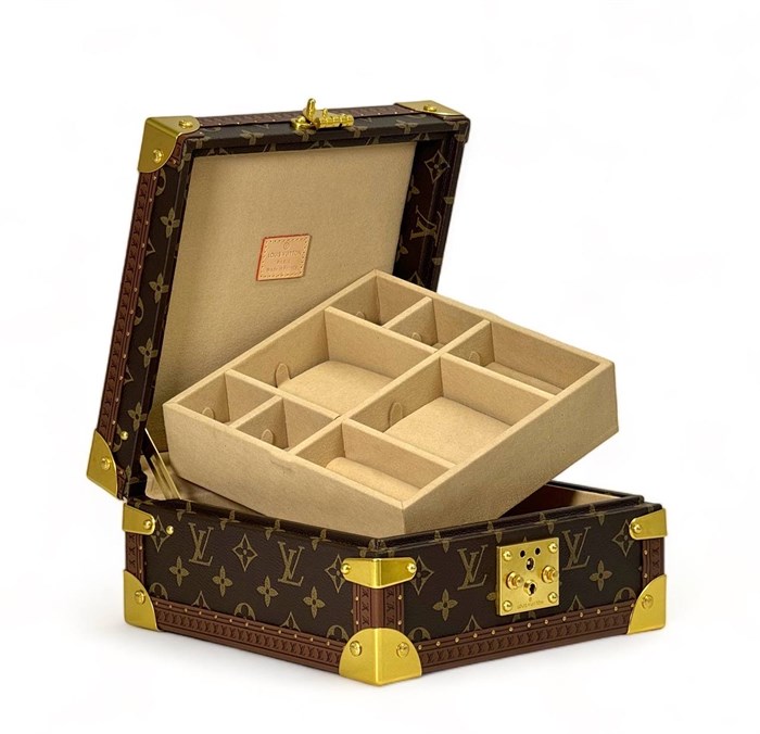 LV шкатулка для украшений коричневая монограмма коричневая внутри КТ-00281