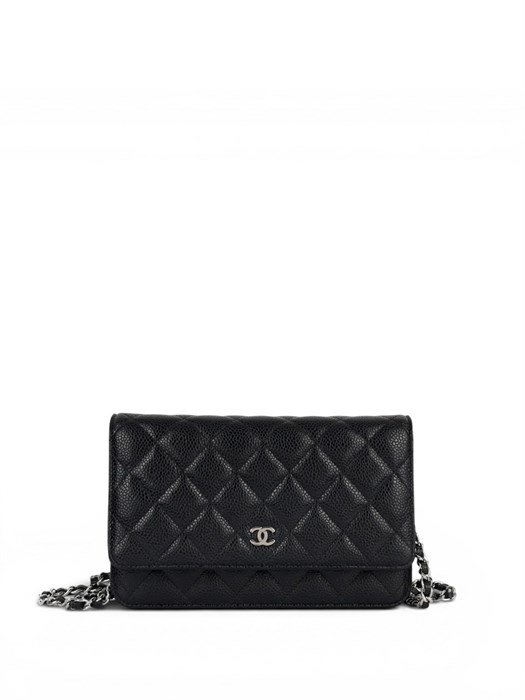 CHANEL сумка Woc кожа икра в клетку черная серебро СК-9152