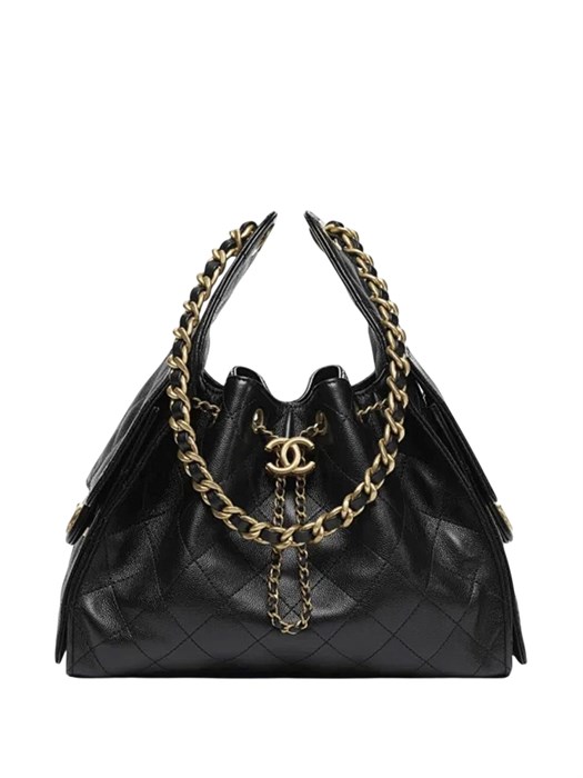 CHANEL сумка Hobo 26 см кожа икра черная золото СК-00675
