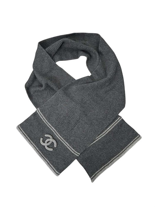 CHANEL шарф вязаный кашемир серый ШФ-00672