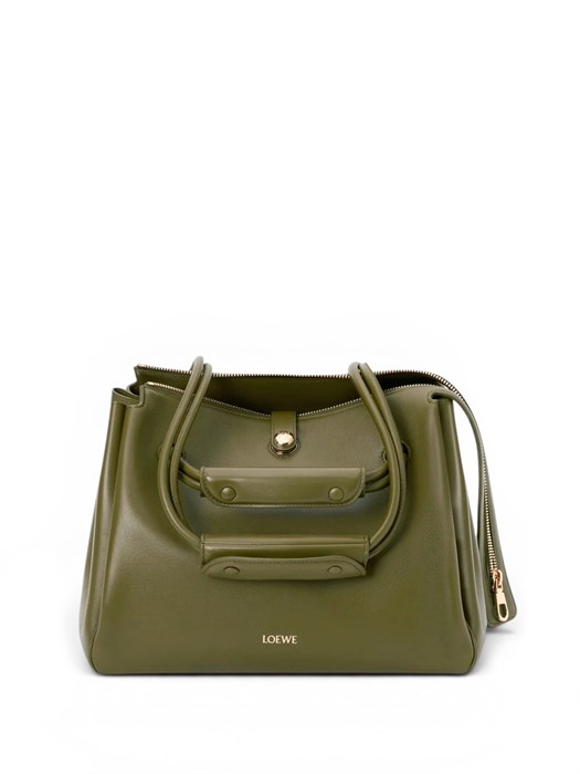 LOEWE сумка гладкая кожа с молнией оливковая золото СК-01274
