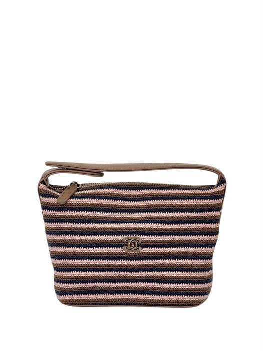 CHANEL Сумка Hobo Clutch текстильная коричневая золото СК-01644