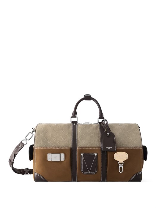 LV дорожная сумка Keepall 50 бежевая замша и кожа ДС-01723