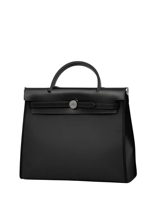HERMES Herbag сумка 31 см черная резина черная кожа серебро СК-01235