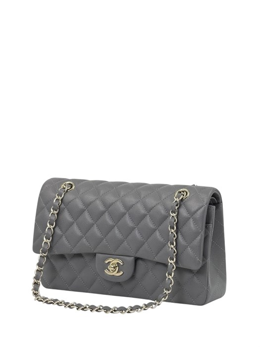 CHANEL сумка 25 см кожа икра серая золото СК-00946