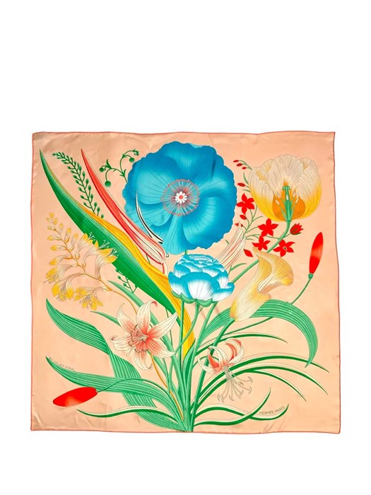 HERMES платок 90x90 см шелк бежевый ПЛ-01389