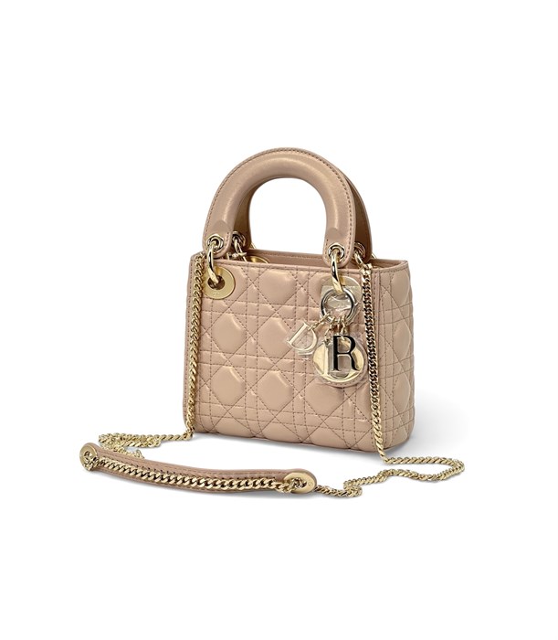 DIOR LADY сумка розовая 17 см золото СК-00784
