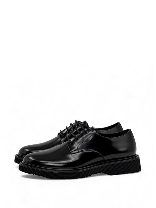 PRADA туфли черная гладкая кожа на шнурках ОК-00108