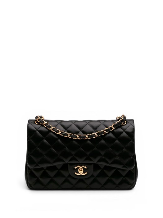 CHANEL сумка 2.55 гладкая кожа в клетку 25 см черная золото СК-9799
