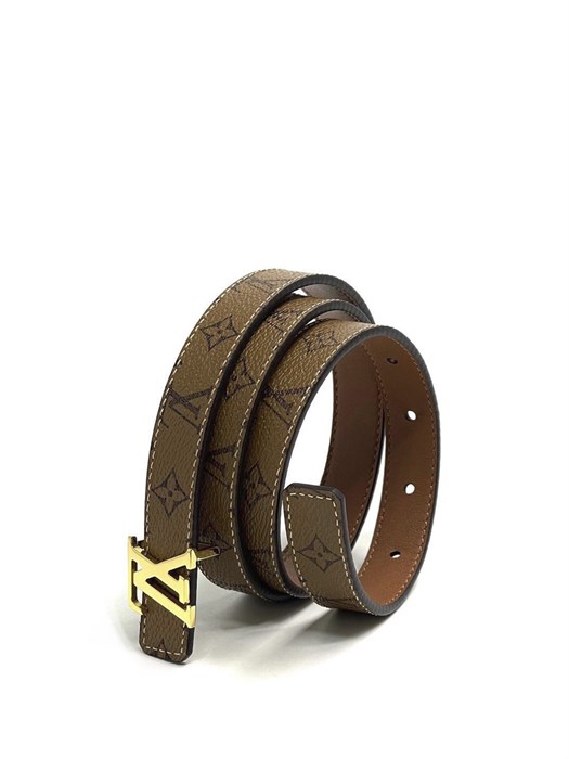 LV ремень коричневая монограмма пряжка LV золото двухсторонний 2 см РМ-00545
