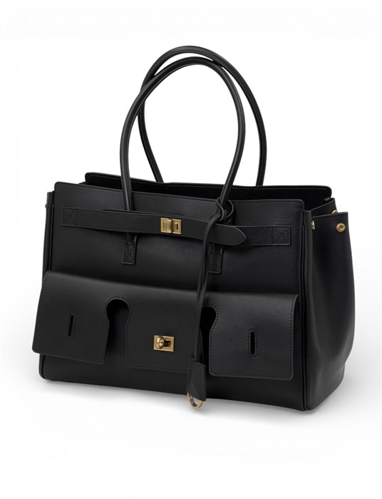 BALENCIAGA сумка черная гладкая кожа на золоте СК-00925