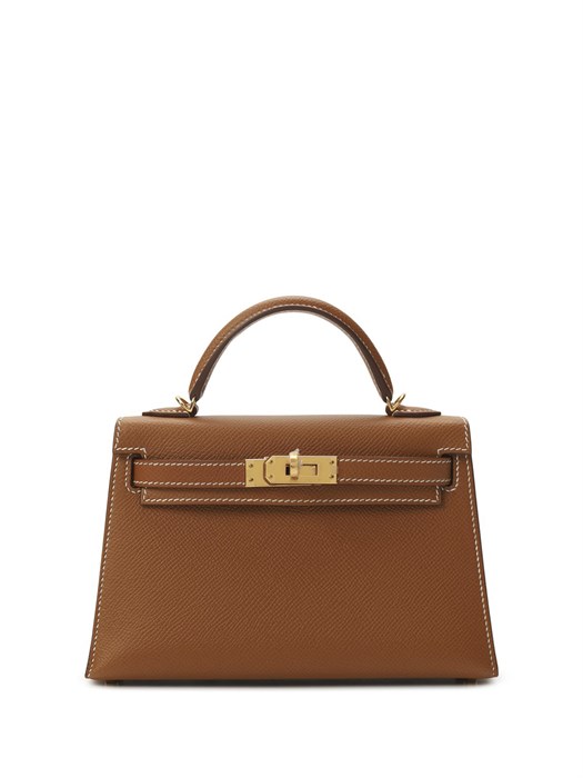 HERMES сумка Mini Kelly кожа Эпсом 19 см кэмел золото СК-9488