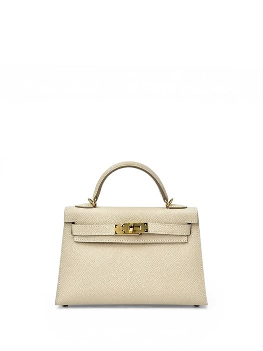 HERMES сумка mini Kelly 19 см кожа Эпсом молочная золото СК-01355