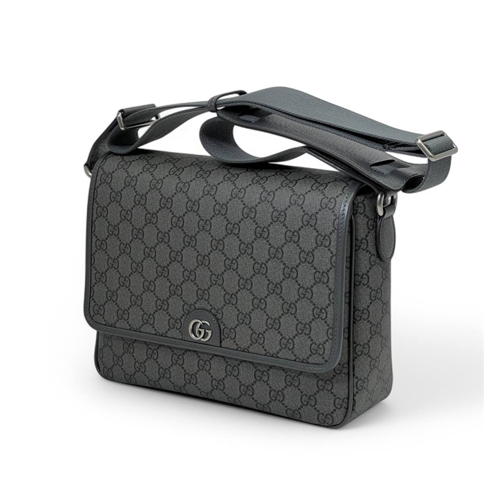 GUCCI мессенджер серый канва монограмма с клапаном МС-1898