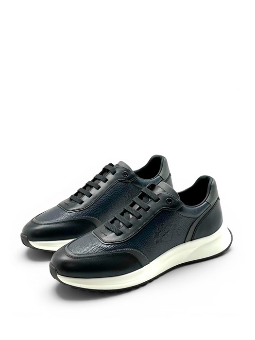 BALLY кроссовки черно-синие тисненный логотип сбоку ОС-2221