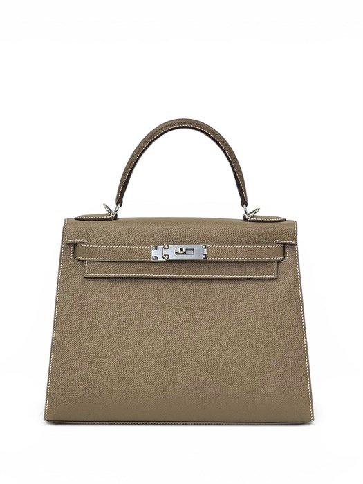 HERMES Kelly 28 см сумка этуп серебро СК-00508