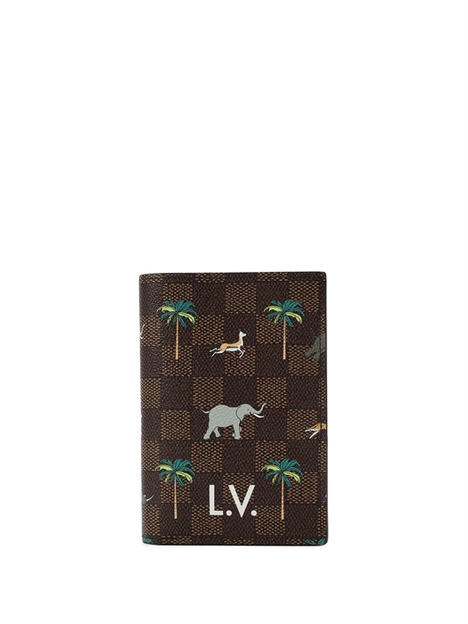 LV обложка на паспорт коричневая шашка сафари ОП-00977