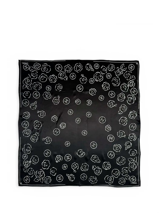 CHANEL платок 90х90 шелк черный ПЛ-01424