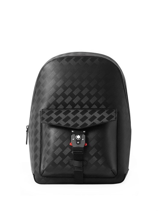 MONTBLANC рюкзак тисненая кожа черный с карманом на клапане РК-00152