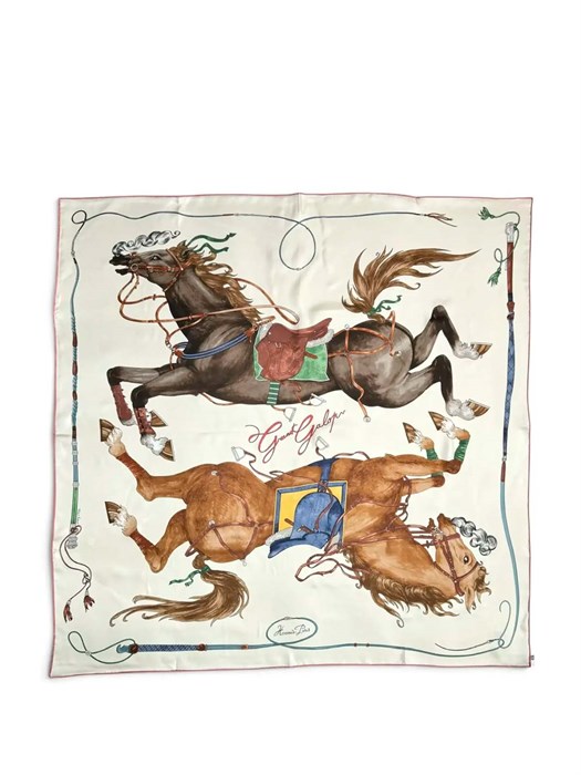 HERMES платок 90x90 см шелк молочный ПЛ-01403