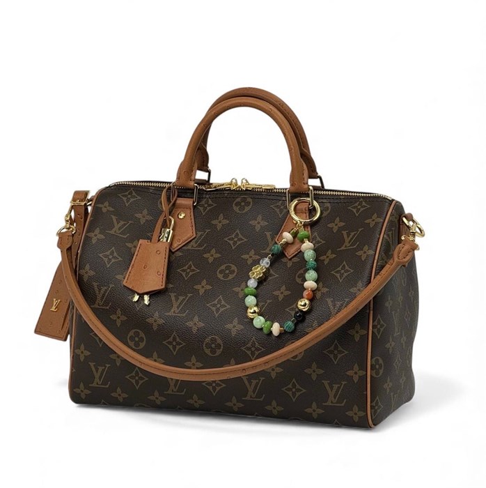 LV сумка SPEEDY 30 см коричневая монограмма ручки под страуса СК-00220