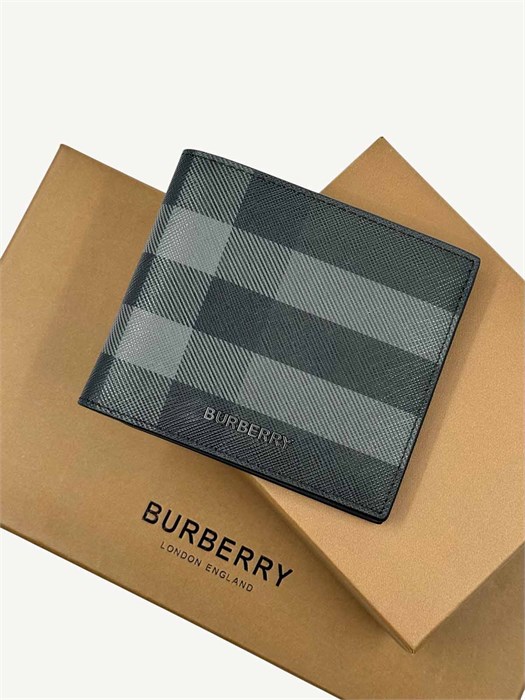 BURBERRY Портмоне серое фирменная канва нового формата ПМ-2344