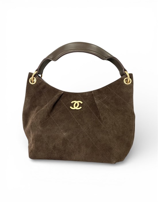 CHANEL сумка замша коричневая золото СК-01205