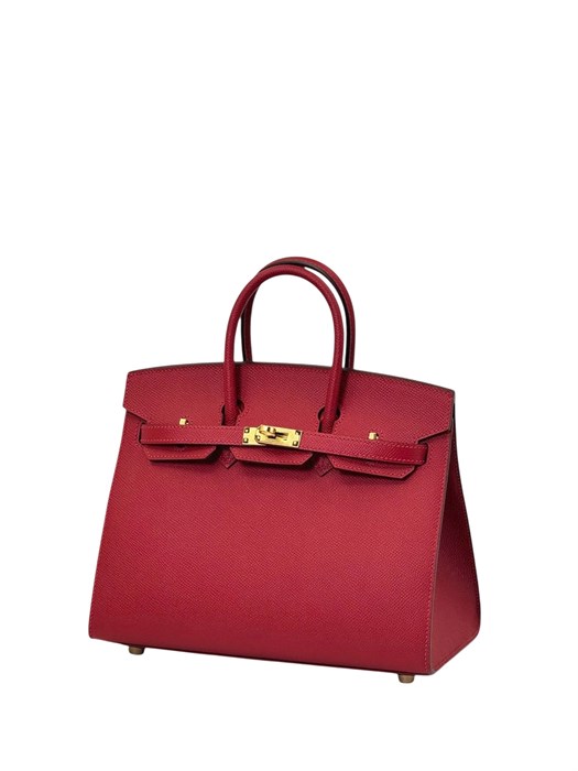 HERMES сумка Birkin 25 см кожа Эпсом красная золото СК-00858