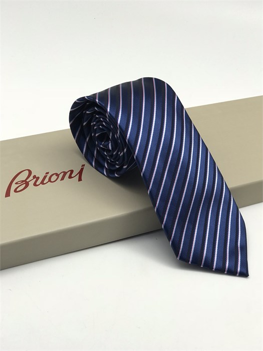BRIONI галстук в полоску синий ГЛ-0833