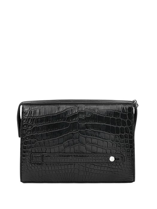 HERMES борсетка из черной кожи крокодила БР-0301