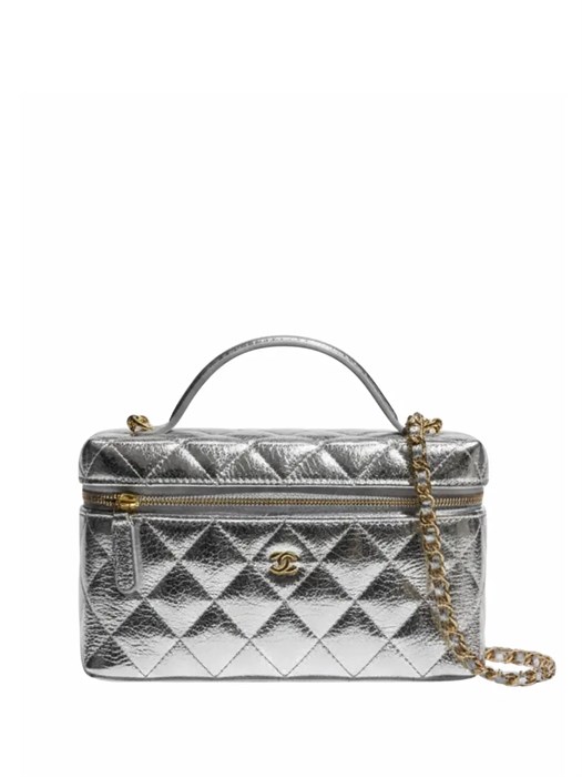 CHANEL сумка Vanity серебристая кожа на золоте 19 см СК-00903