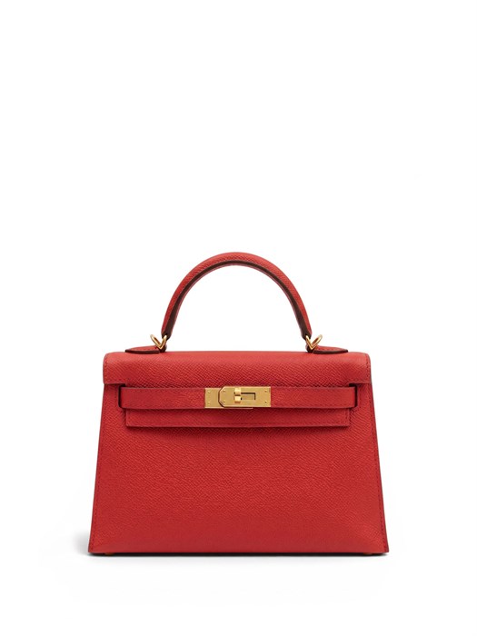 HERMES сумка mini Kelly 19 см кожа Эпсом красная золото СК-01367