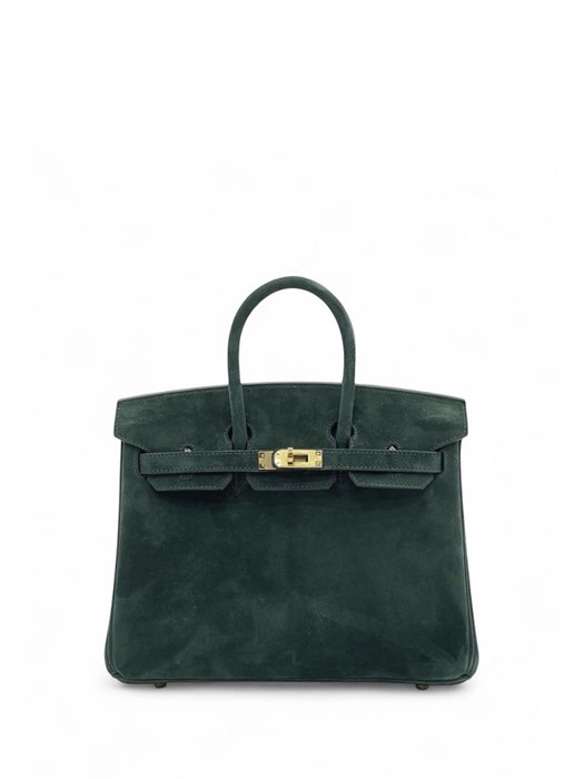 HERMES сумка Birkin 25 см зеленая замша золото СК-00439