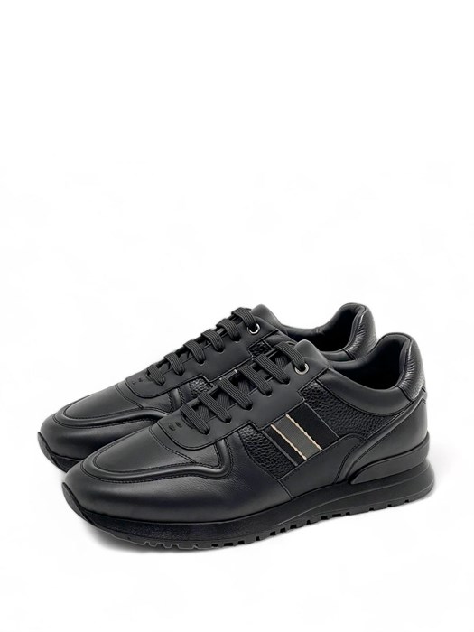 TODS кроссовки черные бежевая полоса сбоку ОС-2267